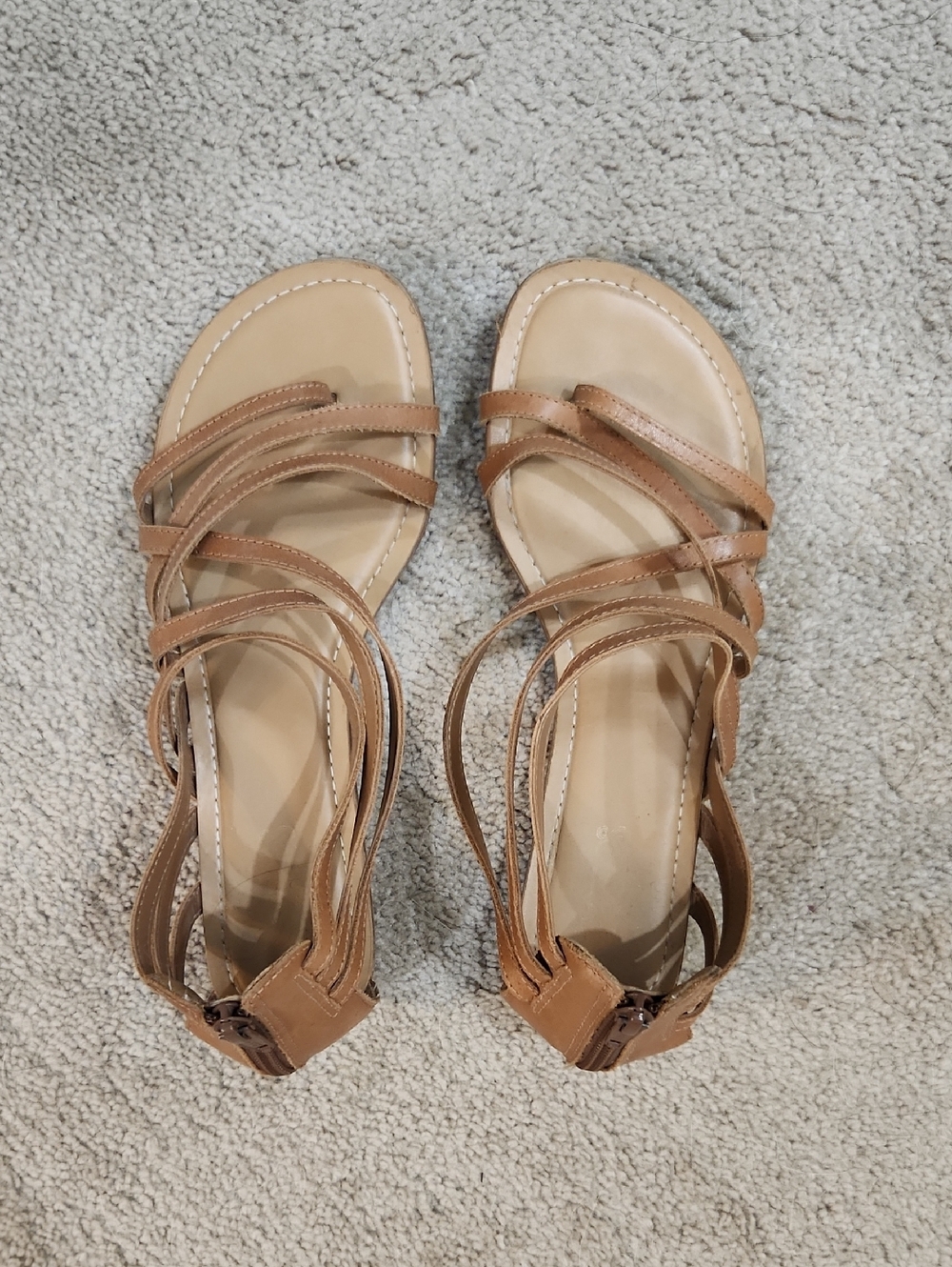 Carlos Santana Tan Multi-Strap Leather Sandals